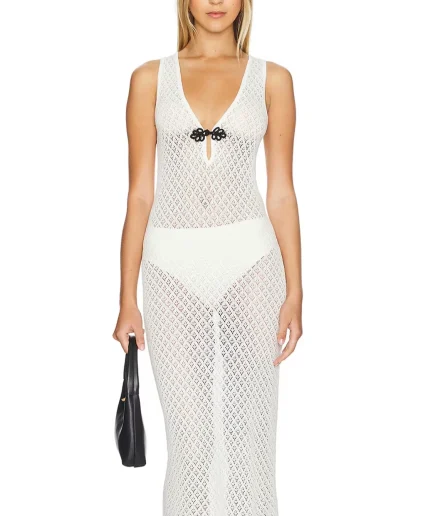 Slim Fit V-Neck Beach Dress  Elegant Summer Cover-Up Resort Wear