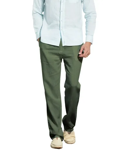 Men's Casual Beach Pants With Elastic Loose and Lightweight Linen Summer Pants Men Jeans With Drawstring and Lightweight Pants