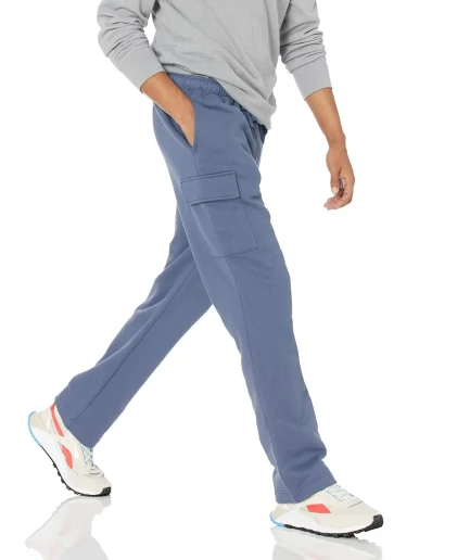 Men's Cargo Fleece Casual Pocket  Heavyweight Sweat Pant with Open Hem