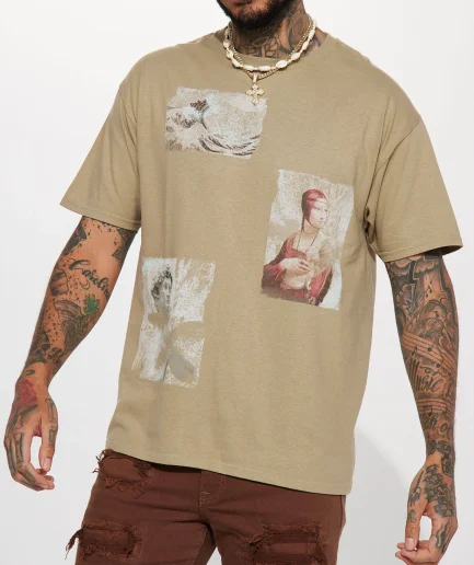 Hot Sales Fashion Design Cotton Fabric Man Tee Dtg Printed Shirt With Printed Pattern  Tshirt for Men